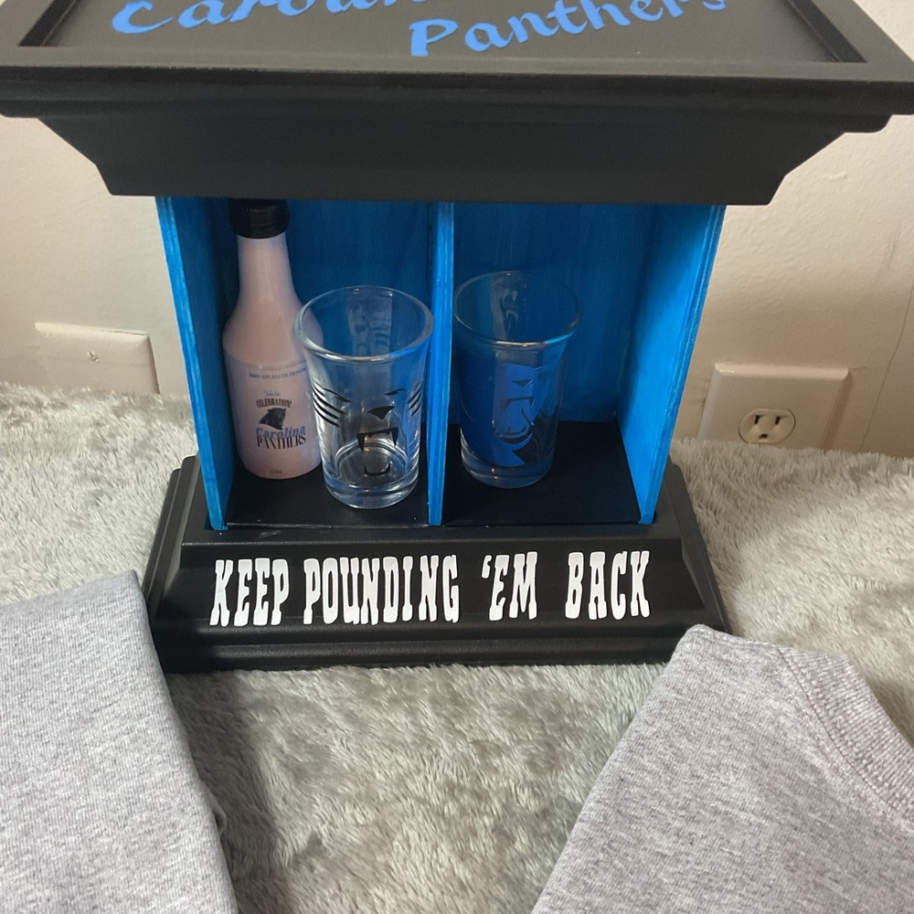 Carolina Panthers Black and Blue Display Shelf - "Keep Pounding 'Em Back"